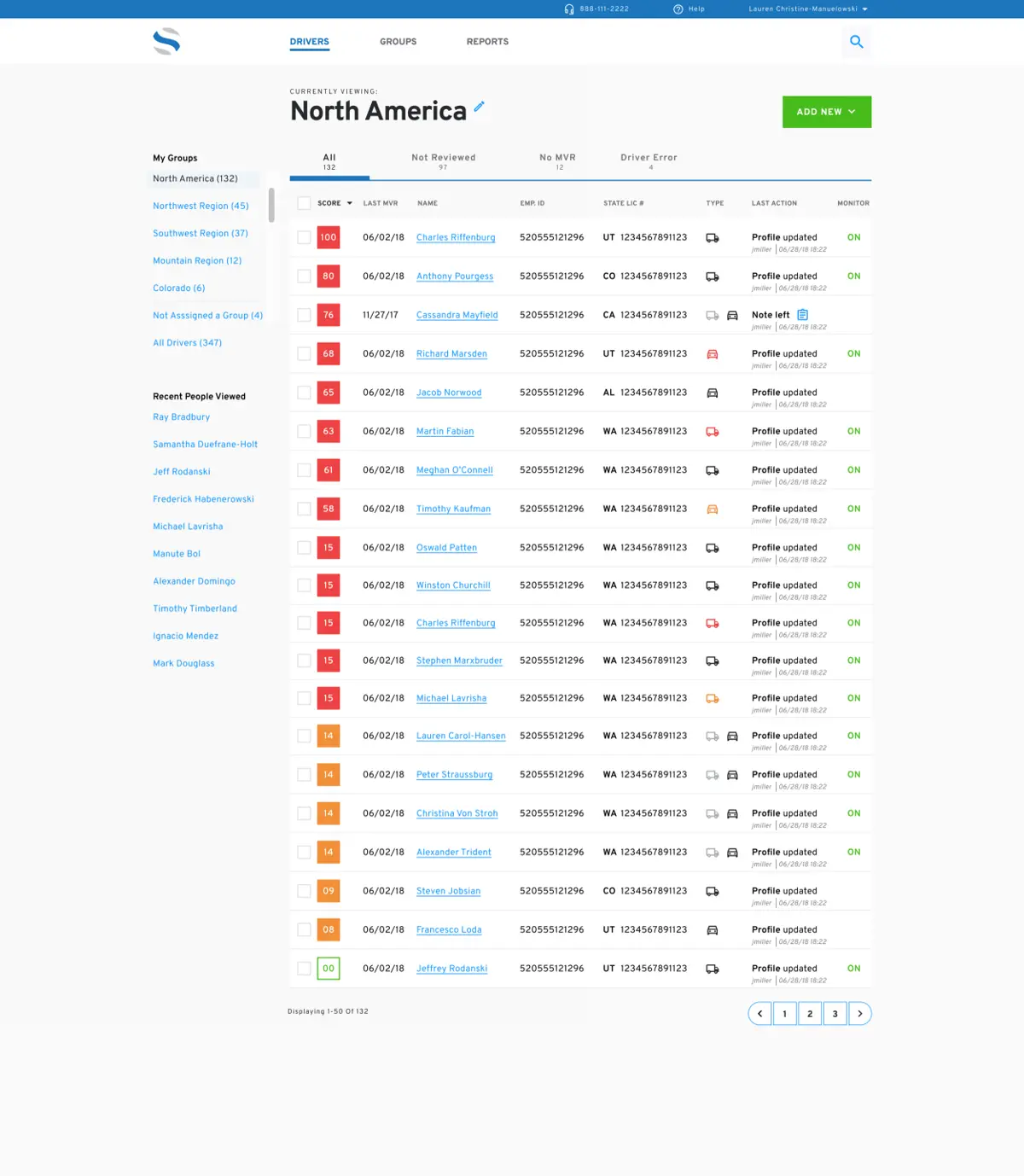Dashboard enabling fleet evaluation and driver risk prioritization